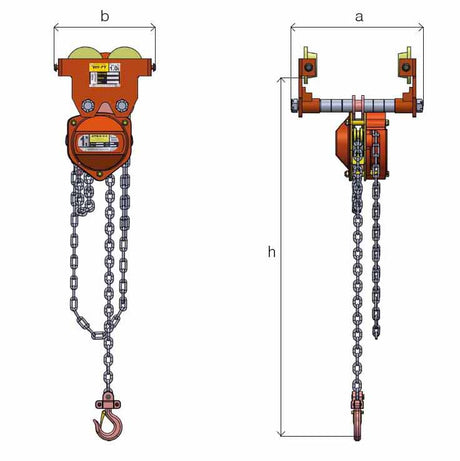 500kg William Hackett Combined Chain Hoist and Push Trolley - ATEX