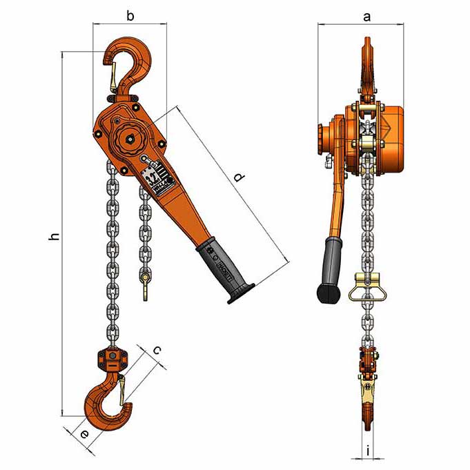William Hackett L4 Lever Hoist with Shipyard Hooks