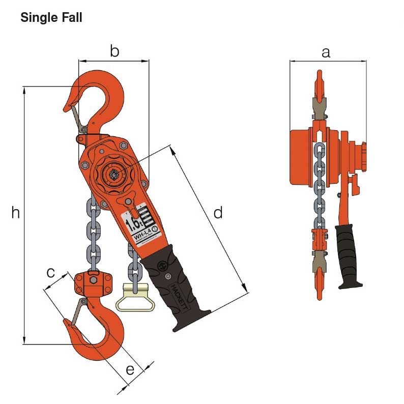 William Hackett WH-L4 Ratchet Lever Hoist - Single Fall
