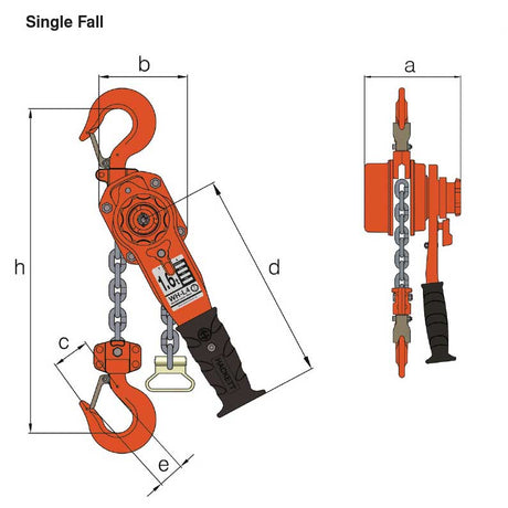 William Hackett WH-L4 Ratchet Lever Hoist - Single Fall