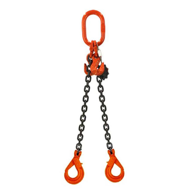 9.5 Ton Double Leg Chain Sling with Shorteners and Self-Locking Hooks
