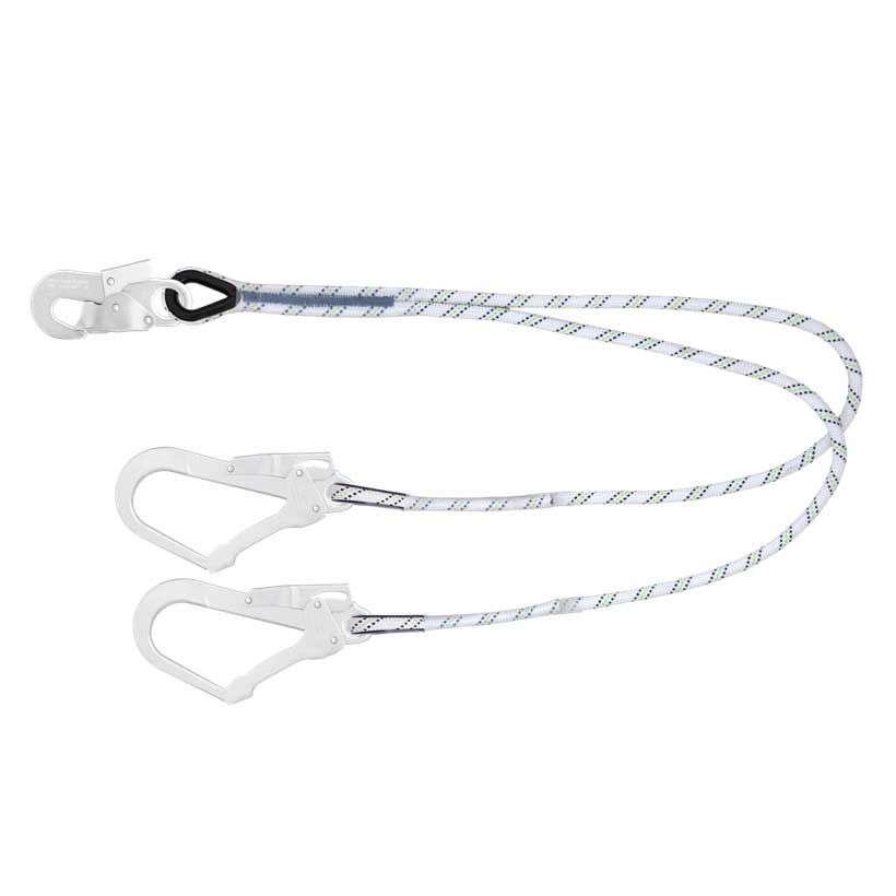 Kratos Forked Restraint Kernmantle Rope Lanyard with Scaffold Hooks