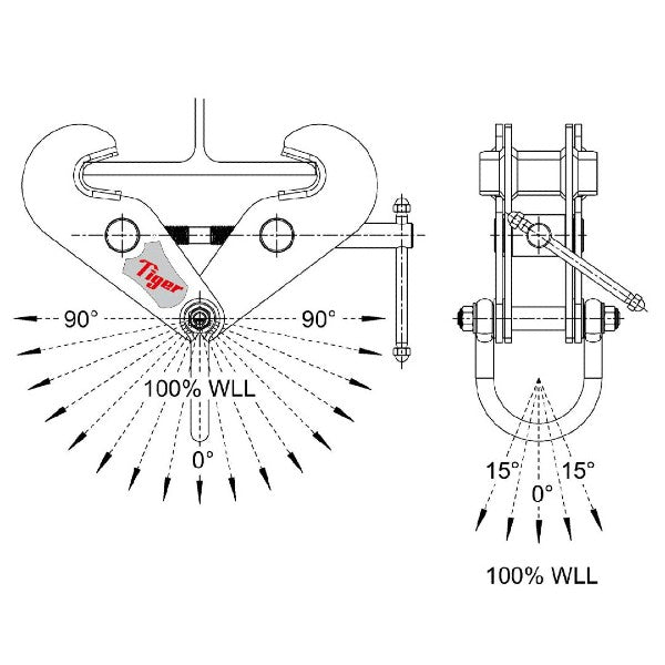 Tiger BCF Fixed Jaw Heavy Duty Beam Clamp with Shackle