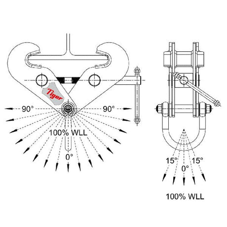 Tiger BCF Fixed Jaw Heavy Duty Beam Clamp with Shackle