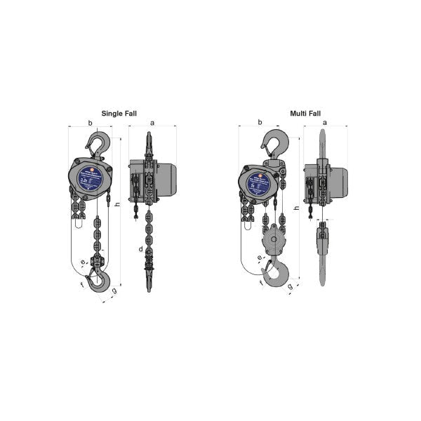 3.2 Ton William Hackett Dual Speed Chain Hoist