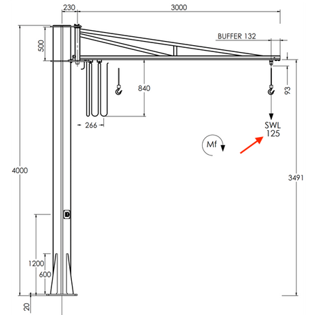Workshop jib crane system designed for precise load positioning