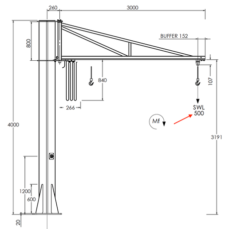 Industrial crane setup for accurate lifting and material positioning