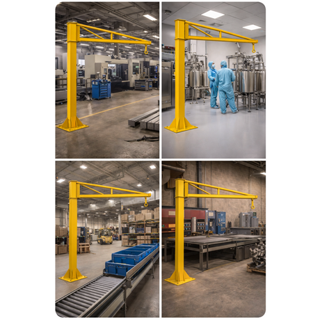 Freestanding over braced jib crane installed in an Irish industrial work places