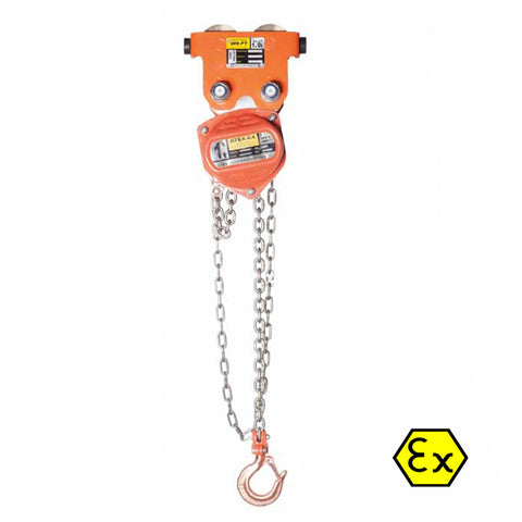 1 Ton William Hackett Combined Chain Hoist and Push Trolley - ATEX