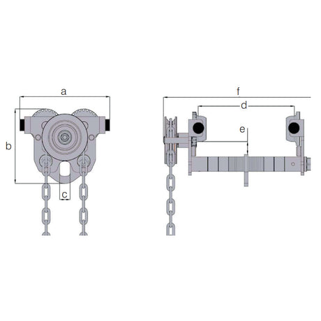 1 Ton William Hackett GT Geared Trolley - Corrosion Protected