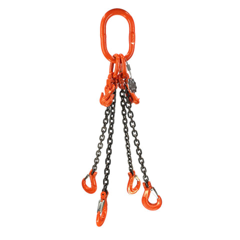 4 Ton 7mm Grade 10 Four Leg Chain Sling with Shorteners and Sling Hooks