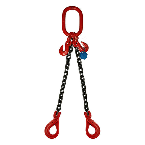 4.25 Ton Double Leg Chain Sling with Shorteners and Self-Locking Hooks