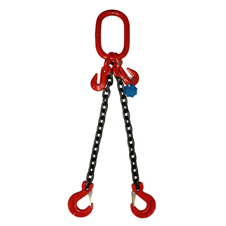 4.25 Ton 10mm Grade 8 Double Leg Chain Sling with Shorteners and Sling Hooks