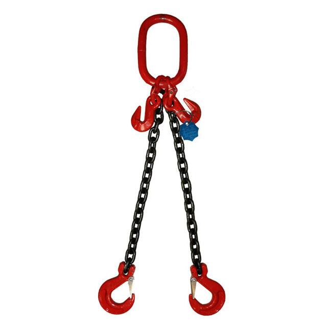 4.25 Ton 10mm Grade 8 Double Leg Chain Sling with Shorteners and Sling Hooks