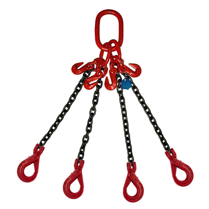6.7 Ton Four Leg Chain Sling with Shorteners and Self-Locking Hooks