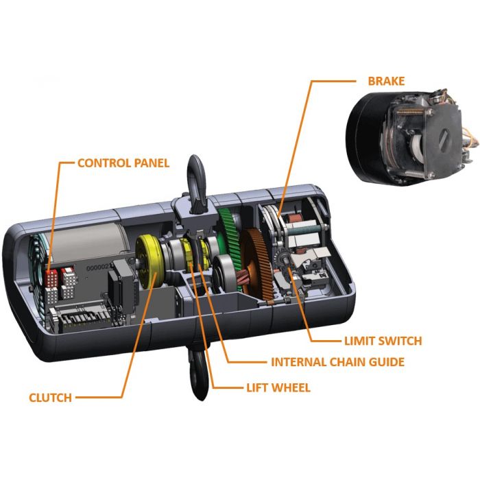 CM Lodestar 110v Electric Chain Hoist with Top Hook & Chain Bag